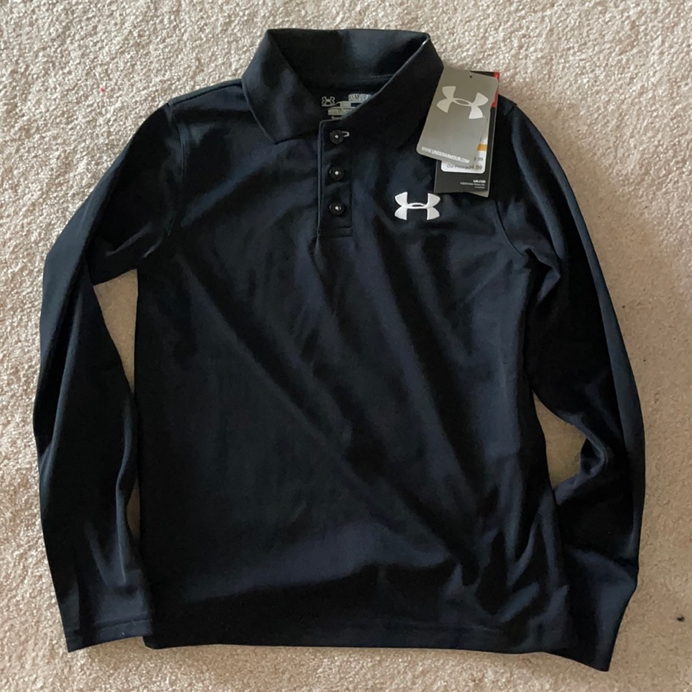NWT Under Armour long sleeved polo shirt size YSM